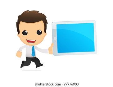 funny cartoon office worker in various poses for use in advertising, presentations, brochures, blogs, documents and forms, etc.