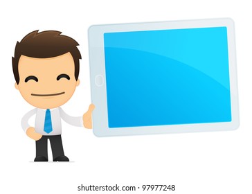 funny cartoon office worker in various poses for use in advertising, presentations, brochures, blogs, documents and forms, etc.