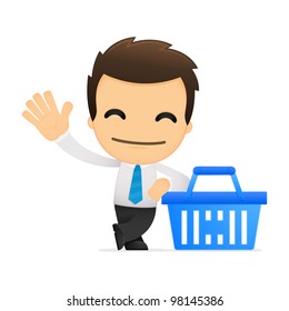funny cartoon office worker in various poses for use in advertising, presentations, brochures, blogs, documents and forms, etc.