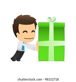 funny cartoon office worker in various poses for use in advertising, presentations, brochures, blogs, documents and forms, etc.