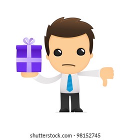 funny cartoon office worker in various poses for use in advertising, presentations, brochures, blogs, documents and forms, etc.
