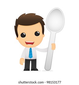 funny cartoon office worker in various poses for use in advertising, presentations, brochures, blogs, documents and forms, etc.