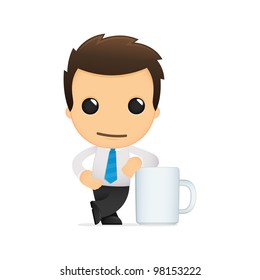funny cartoon office worker in various poses for use in advertising, presentations, brochures, blogs, documents and forms, etc.