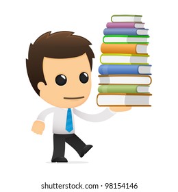 funny cartoon office worker in various poses for use in advertising, presentations, brochures, blogs, documents and forms, etc.