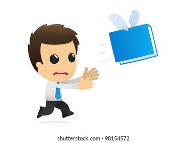 funny cartoon office worker in various poses for use in advertising, presentations, brochures, blogs, documents and forms, etc.