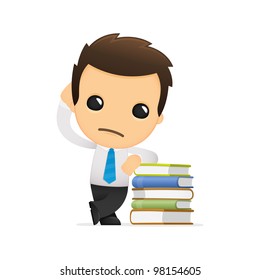 funny cartoon office worker in various poses for use in advertising, presentations, brochures, blogs, documents and forms, etc.