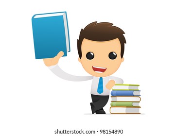 funny cartoon office worker in various poses for use in advertising, presentations, brochures, blogs, documents and forms, etc.