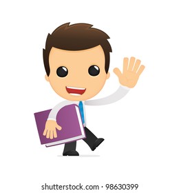 funny cartoon office worker in various poses for use in advertising, presentations, brochures, blogs, documents and forms, etc.