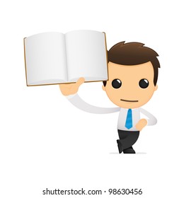 funny cartoon office worker in various poses for use in advertising, presentations, brochures, blogs, documents and forms, etc.