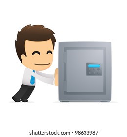 funny cartoon office worker in various poses for use in advertising, presentations, brochures, blogs, documents and forms, etc.