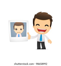 funny cartoon office worker in various poses for use in advertising, presentations, brochures, blogs, documents and forms, etc.
