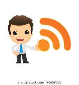 funny cartoon office worker in various poses for use in advertising, presentations, brochures, blogs, documents and forms, etc.