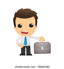 funny cartoon office worker in various poses for use in advertising, presentations, brochures, blogs, documents and forms, etc.