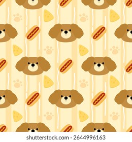 Funny cartoon on yellow background, fabric pattern, gift wrapping paper , seamless pattern 