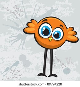 Funny cartoon orange bird