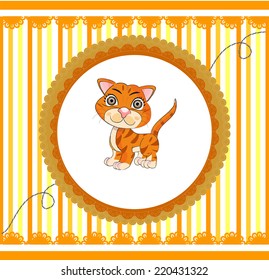 Funny cartoon orange cat vector illustration 