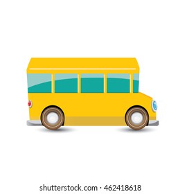 funny cartoon orange school bus isolated on white