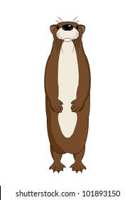 Funny cartoon otter, vector illustration