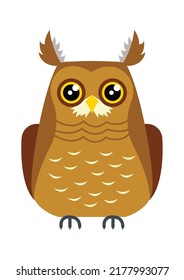 Funny Cartoon Owl Bird. Vector illustration