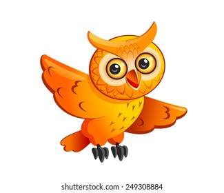 Funny cartoon owl character. Vector art.