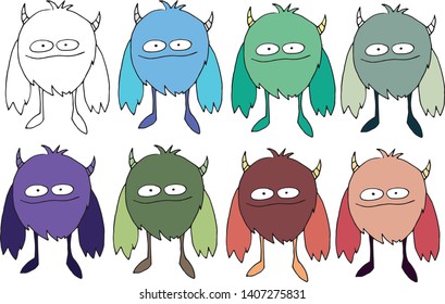 Funny cartoon owl monster doodle