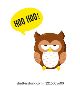 Funny cartoon owl. Vector doodle illustration