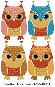 Funny cartoon owls