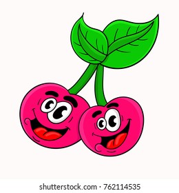 Funny cartoon pair of cherries of character design. vector illustration