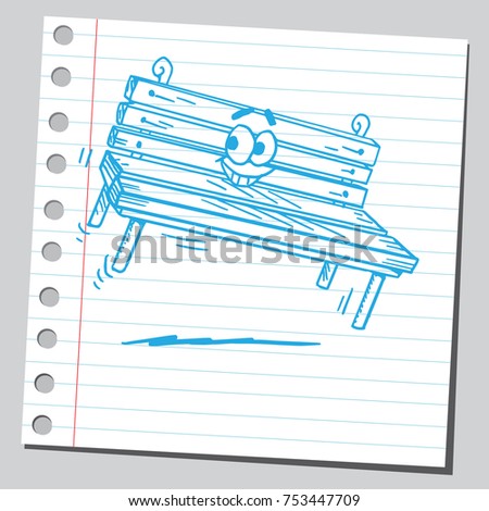 Funny cartoon park bench