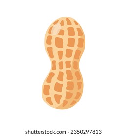 Funny cartoon peanut. Cute nut. Vector food illustration isolated on white background.