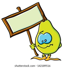 Funny cartoon pear on the white background