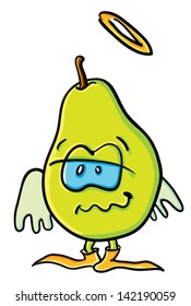 Funny cartoon pear on the white background