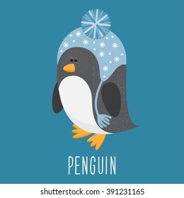 Funny cartoon penguin. 