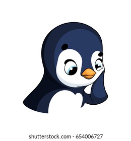 Funny cartoon penguin. Brooding character