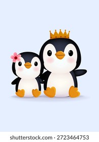 Divertida Ilustración vectorial de personaje de pingüino de dibujos animados. Arte feliz y alegre del Clip del pingüino de las caras para el diseño de los Elementos del cabrito.