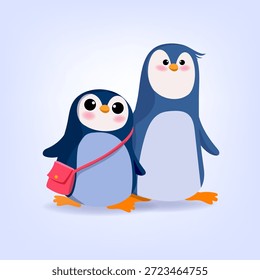 Divertida Ilustración vectorial de personaje de pingüino de dibujos animados. Arte feliz y alegre del Clip del pingüino de las caras para el diseño de los Elementos del cabrito.