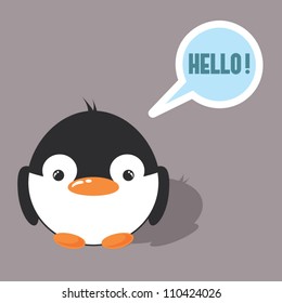 Funny Cartoon Penguin Saying Hello Vector Stock Vector (Royalty Free ...