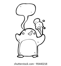 funny cartoon penguin with speech bubble