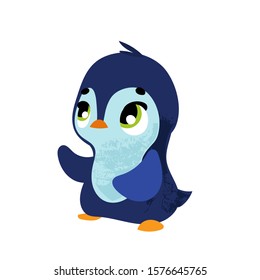 Funny cartoon penguin. Vector illustration in children's style, for children's books, t-shirt prints, greeting cards, posters, stickers or decor