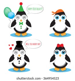 Funny cartoon penguins