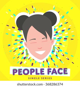 Funny cartoon people face avatar icon
