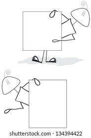 Funny cartoon person white banner