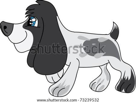 Funny cartoon picture with spaniel