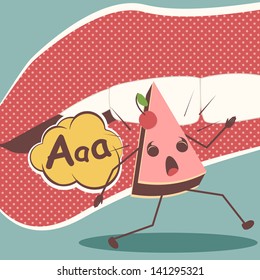 Funny cartoon piece of cake 