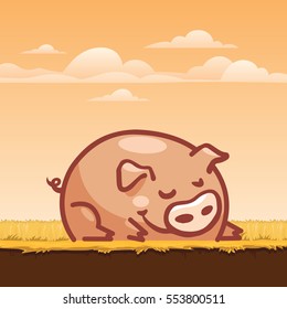 Funny cartoon pig