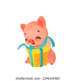 Funny Cartoon pig - Vector