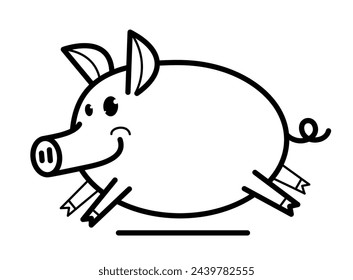 Divertida ilustración vectorial de cerdo de dibujos animados aislado en blanco.