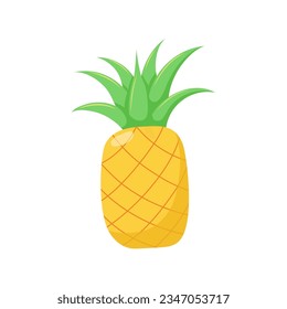 Funny cartoon pineapple. Cute fruit. Vector food illustration isolated on white background.