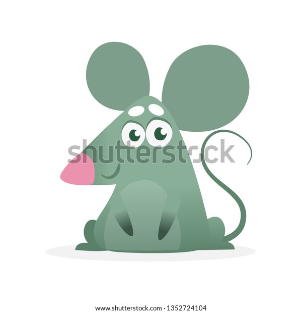 Funny Cartoon Pink Mouse Vector Illustration Stock Vector (Royalty Free ...