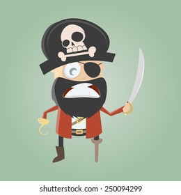 pirata de caricatura divertida está furioso